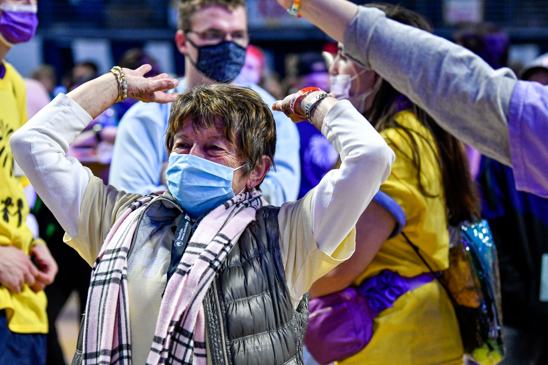 THON 2022, Marion McCay dances on floor of BJC